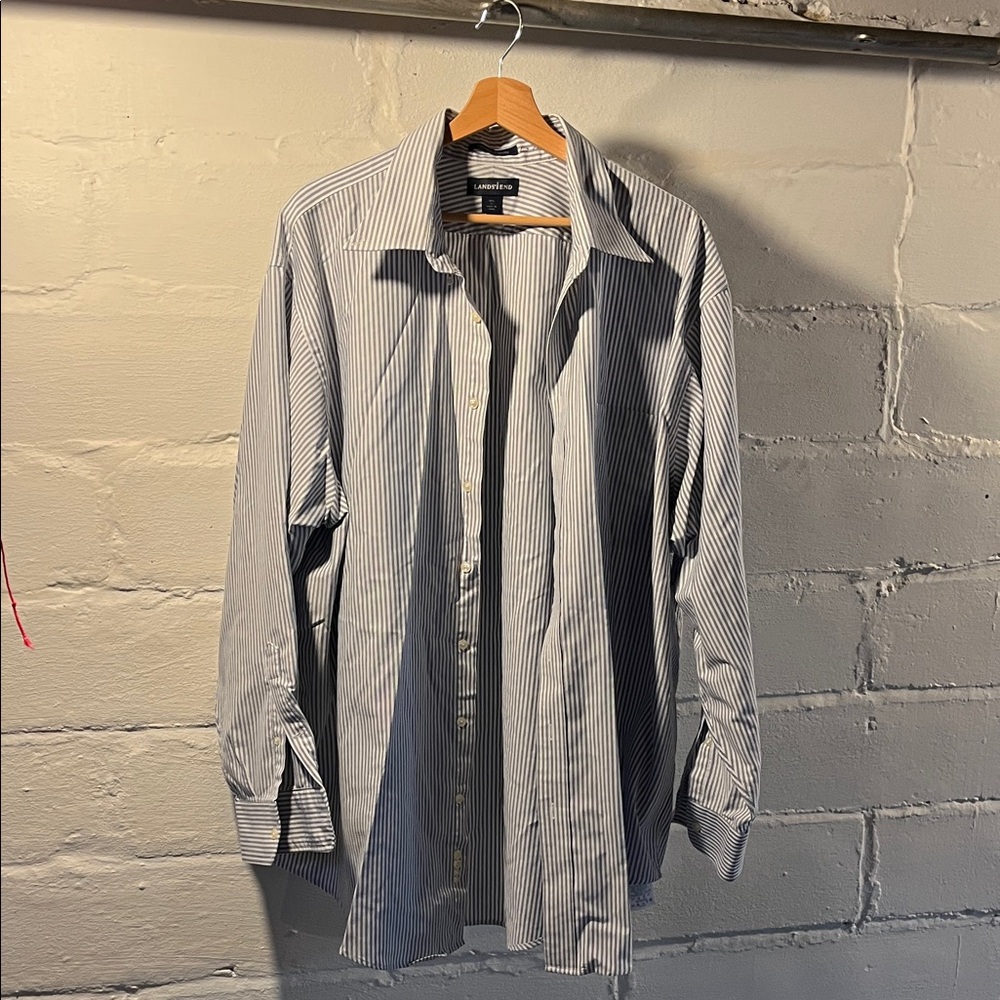 Lands End men’s striped button down 18 1/2 35